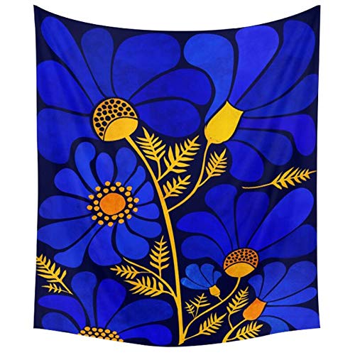 N / A Tapiz de Mandala Indio Tapiz Floral para Colgar en la Pared Hippie Bohemio mantón Azul Estera de Yoga Gran Flor Margarita Alfombra de Pared decoración de Fondo Tapiz de Tela A8 220x235cm