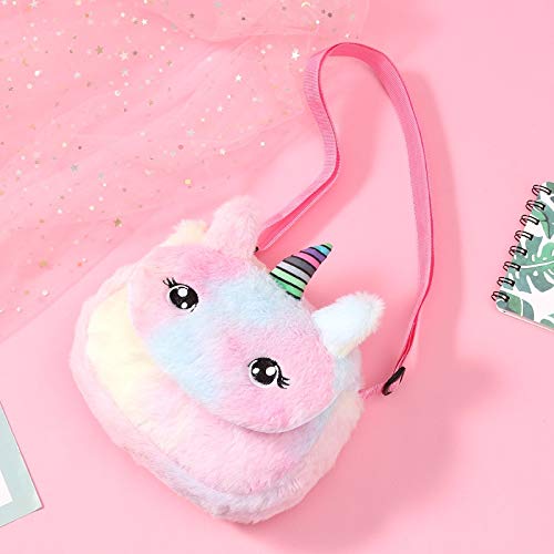 N / A Unicornio Bolsas de Felpa Mochila para niños Bolsa de Hombro Animales de Dibujos Animados Crossbody Bolsa Juguetes Hebilla Bolsa como espectáculo