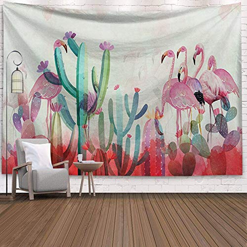 N / A Verde Tropical Colgante de Pared Cactus Tapiz suculentas 3D Flor Arte Alfombra Flamingo Tapiz Manta Yoga Mat Tapiz Tela de Fondo A4 130x150cm