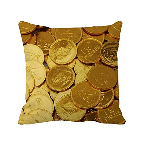 N\A Monedas de Chocolate para Exteriores/Interiores, Funda de Almohada Decorativa para sofá