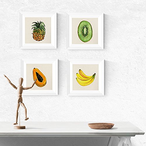 Nacnic Pack de láminas para enmarcar Frutas Tropicales. Posters Cuadrados con imágenes de Frutas. Decoración de hogar. Láminas para enmarcar. Papel 250 Gramos