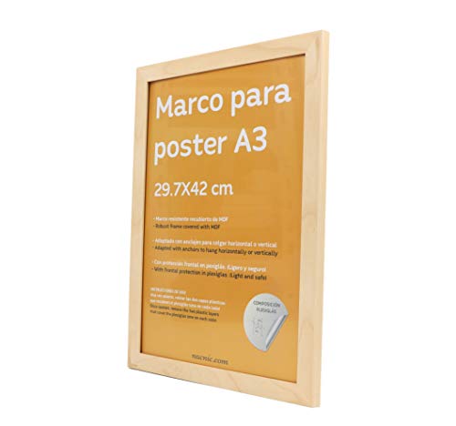 Nacnic Set de 4 Marcos Madera Clara tamaño A3 (29.7x42cm). Marco de Color Light Wood