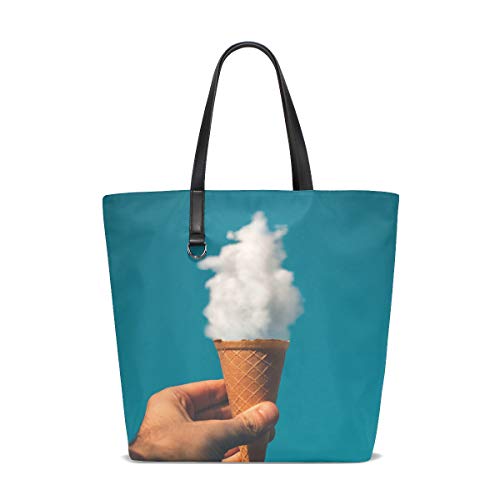 NaiiaN Correa de peso ligero Helado Cielo Nubes Bolso dulce Compras Bolsos de hombro Bolsos para mujeres Niñas Damas Bolso de estudiante Faro