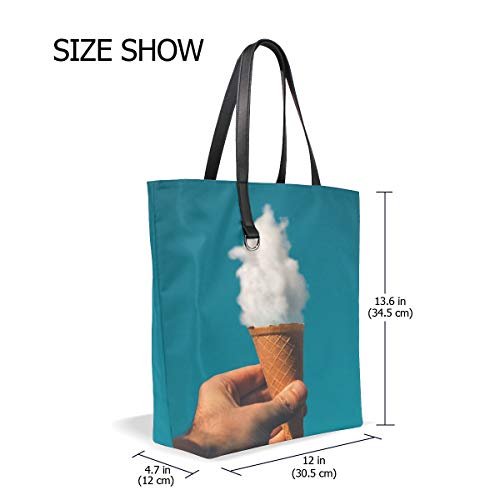 NaiiaN Correa de peso ligero Helado Cielo Nubes Bolso dulce Compras Bolsos de hombro Bolsos para mujeres Niñas Damas Bolso de estudiante Faro