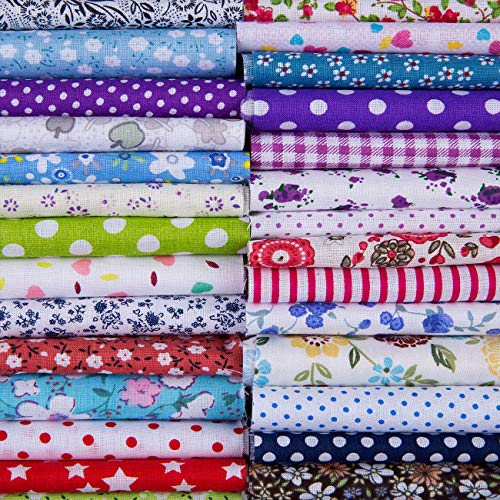 Naler 50 Tela de Algodón Estampada Retales Tela 25x25cm para Patchwork Costura DIY Manualidades