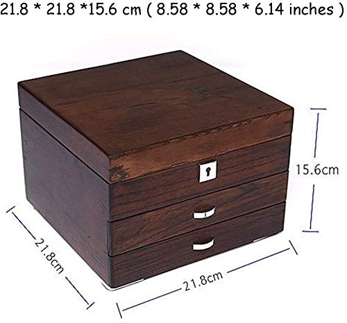 NANI Joyas Caja de 3 cajones, joyería de Madera Caja de Almacenamiento, Terciopelo joyería Organizador, Pendiente de Anillos Collares Pulseras Caso de exhibición de Regalo for Las Mujeres, Las niñas