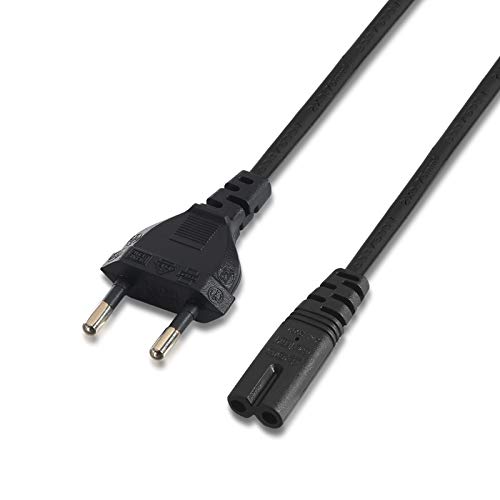 Nano Cable 10.22.0402 - Cable de Alimentación para Cargador de Portátiles en Forma de 8 (CEE 7/16/M-C7/H, 100% Cobre AWG18, 1.5mts) Color Negro