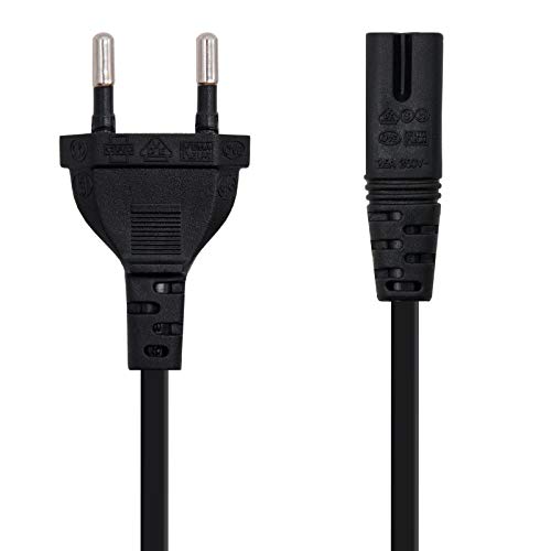 Nano Cable 10.22.0402 - Cable de Alimentación para Cargador de Portátiles en Forma de 8 (CEE 7/16/M-C7/H, 100% Cobre AWG18, 1.5mts) Color Negro