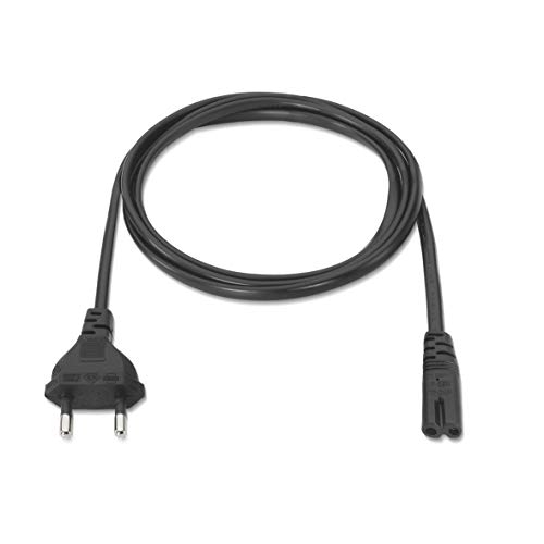 Nano Cable 10.22.0402 - Cable de Alimentación para Cargador de Portátiles en Forma de 8 (CEE 7/16/M-C7/H, 100% Cobre AWG18, 1.5mts) Color Negro