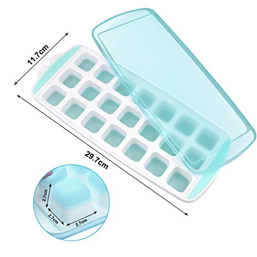 NATUCE 2PCS Bandeja de Cubitos de Hielo con Tapa, Bandeja Del Cubo de Hielo, Cubitera de Silicona, Bandejas para Hielo Silicona, Moldes para Hielo, Bandeja de Hielo, Molde para Hielos, Sin BPA