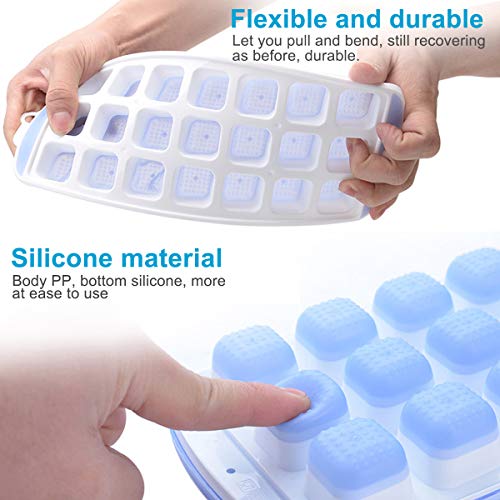 NATUCE 2PCS Bandeja de Cubitos de Hielo con Tapa, Bandeja Del Cubo de Hielo, Cubitera de Silicona, Bandejas para Hielo Silicona, Moldes para Hielo, Bandeja de Hielo, Molde para Hielos, Sin BPA