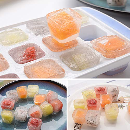 NATUCE 2PCS Bandeja de Cubitos de Hielo con Tapa, Bandeja Del Cubo de Hielo, Cubitera de Silicona, Bandejas para Hielo Silicona, Moldes para Hielo, Bandeja de Hielo, Molde para Hielos, Sin BPA