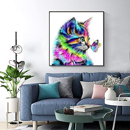 NATUCE 30 * 30cm DIY 5D Diamante Pintura Kits, Gato y Mariposa 5D Diamond Painting Completo Bordado Punto de Cruz Diamante Craft Decoración del hogar