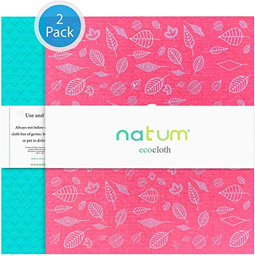 Natum ecocloth™ XL | Bayetas ecológicas antibacterianas | Paños Reutilizables de 70% Algodón 30% celulosa | Multisuperficie & Cristales (Colores Variados) - (2 Unidades)