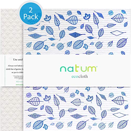 Natum ecocloth™ XL | Bayetas ecológicas antibacterianas | Paños Reutilizables de 70% Algodón 30% celulosa | Multisuperficie & Cristales (Colores Variados) - (2 Unidades)