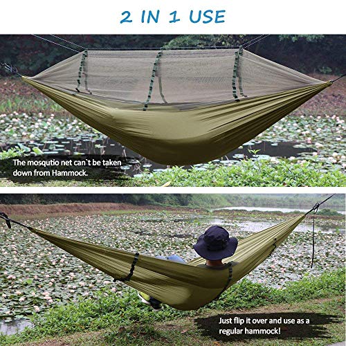 NATUREFUN Mosquitero Hamaca Ultra Ligera para Viaje y Camping | 300kg de Capacidad de Carga,Transpirable, Nylon de Paracaídas de Secado Rápido | 2 x Mosquetones Premium,4 x Correas de Nylon Incluidas