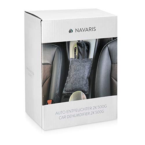 Navaris 2X Deshumificador para el Coche - 2 Sacos Antihumedad Reutilizables - para Coche Furgoneta Autocaravana - Bolsas contra el Moho y el vaho