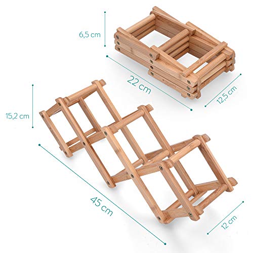 Navaris Estante para almacenar Botellas de Vino - Botellero pequeño de bambú para 5X Botella - Estantería pequeña Plegable - Soporte para vinos