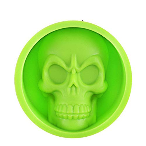 ndier 1 pz Calavera de chocolate molde de silicona molde de silicona bandejas de hielo molde de horno (verde) 209 para Halloween