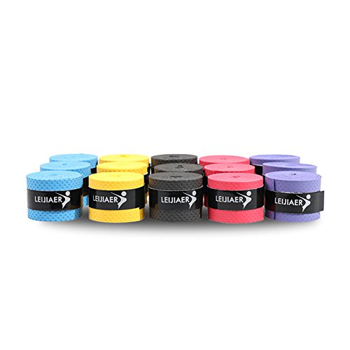 Ndier Overgrip Cinta de Raqueta, Juego de 5 pcs Grip de Mango Antideslizante y assorbito Sudor para Raqueta de Tenis y bádminton y caña