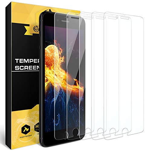 NEARPOW [5 Pack Protector de Pantalla para iPhone 7 Plus/iPhone 8 Plus Cristal Vidrio Templado [9H Dureza] [Alta Definicion] [Sin Burbu]