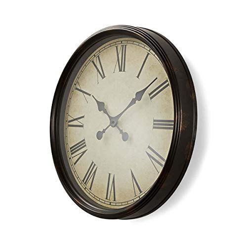 NEDIS CLWA008WD50BK Reloj de Pared Circular | 50 cm de diámetro | Estilo Retro | Negro