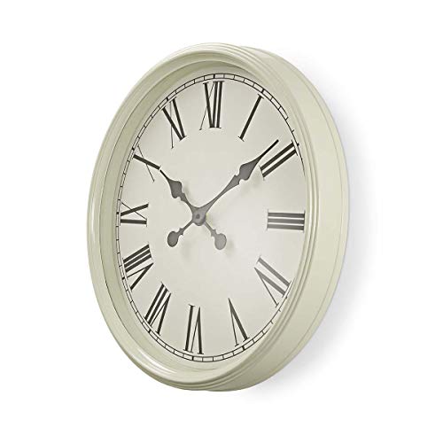 NEDIS CLWA008WD50WT Reloj de Pared Circular | 50 cm de diámetro | Estilo Retro | Blanco