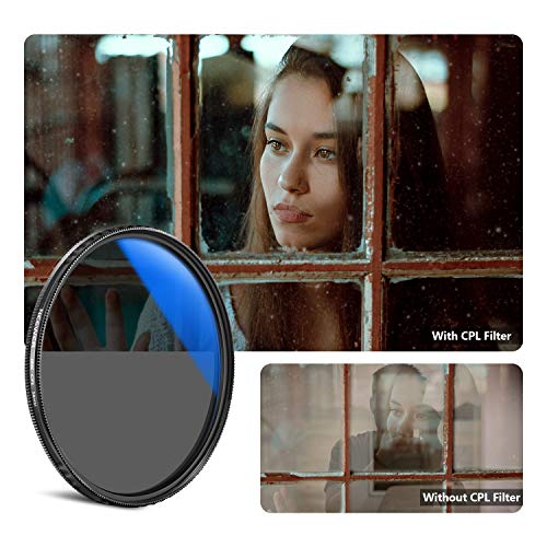 Neewer 58MM Filtro Polarizador Circular Filtro Lente Cámara CPL Ultra Delgado Multicapa Vidrio Optico Marco Aleación de Aluminio de Alta Definición Deslumbramiento para Foto de Cielo Nube Agua Ventana