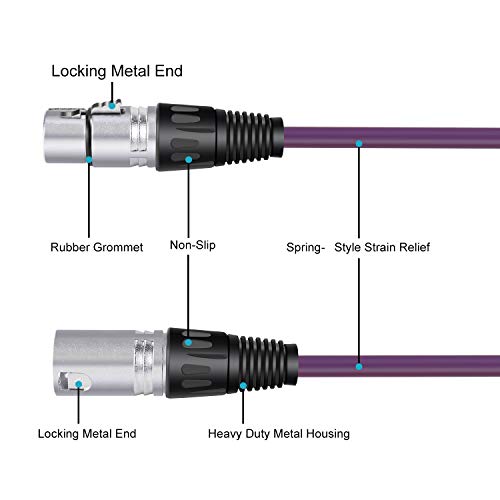 Neewer 6-Pack Cables Cuerdas de Micrófono de Audio 7,6 Metros -XLR Macho a XLR Hembra Cables de Serpiente de Color (Morado/Rojo/Azul/Naranja/Amarillo/Verde)