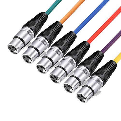 Neewer 6-Pack Cables Cuerdas de Micrófono de Audio 7,6 Metros -XLR Macho a XLR Hembra Cables de Serpiente de Color (Morado/Rojo/Azul/Naranja/Amarillo/Verde)