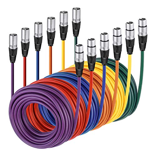 Neewer 6-Pack Cables Cuerdas de Micrófono de Audio 7,6 Metros -XLR Macho a XLR Hembra Cables de Serpiente de Color (Morado/Rojo/Azul/Naranja/Amarillo/Verde)