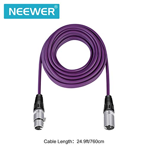 Neewer 6-Pack Cables Cuerdas de Micrófono de Audio 7,6 Metros -XLR Macho a XLR Hembra Cables de Serpiente de Color (Morado/Rojo/Azul/Naranja/Amarillo/Verde)