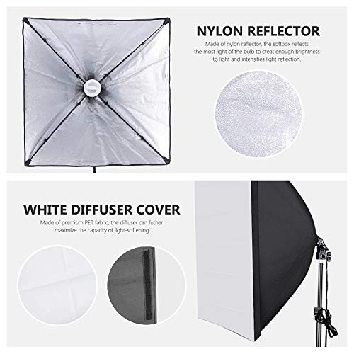 Neewer 700W Pro Fotografía Kit de Iluminación de Luz Softbox   – 2 Packs 60×60 centímetros Softbox con Zócalo E27 para Retratos de Estudio Fotográfico, Fotos de Productos y Videos