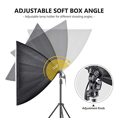 Neewer 700W Pro Fotografía Kit de Iluminación de Luz Softbox   – 2 Packs 60×60 centímetros Softbox con Zócalo E27 para Retratos de Estudio Fotográfico, Fotos de Productos y Videos