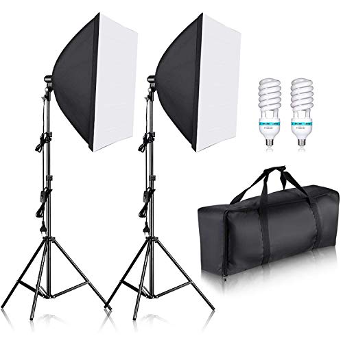 Neewer 700W Pro Fotografía Kit de Iluminación de Luz Softbox   – 2 Packs 60×60 centímetros Softbox con Zócalo E27 para Retratos de Estudio Fotográfico, Fotos de Productos y Videos