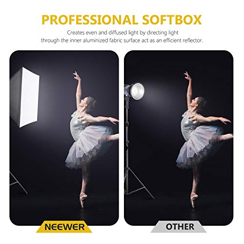 Neewer 700W Pro Fotografía Kit de Iluminación de Luz Softbox   – 2 Packs 60×60 centímetros Softbox con Zócalo E27 para Retratos de Estudio Fotográfico, Fotos de Productos y Videos