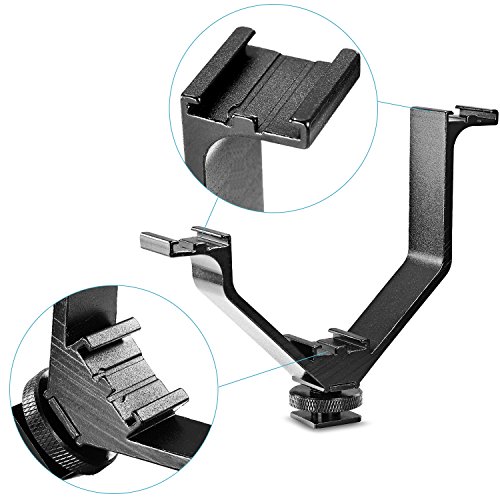 'Neewer® Aleación de aluminio 5/12.5 cm V Triple 3 Universal Zapata Fría Soporte de montaje para Nikon Canon Sony Pentax Cámara réflex digital o videocámara accesorios como LED luz de video, micrófono, pantalla, Flash