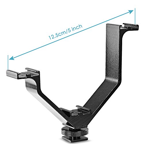 'Neewer® Aleación de aluminio 5/12.5 cm V Triple 3 Universal Zapata Fría Soporte de montaje para Nikon Canon Sony Pentax Cámara réflex digital o videocámara accesorios como LED luz de video, micrófono, pantalla, Flash