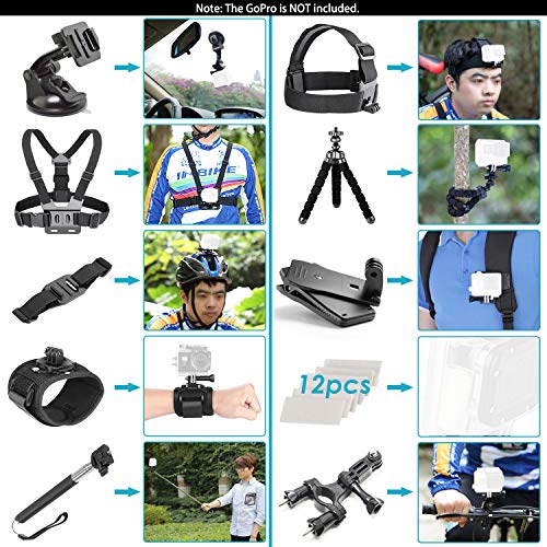 Neewer Kit de Accesorios de Cámara de Acción 58 en 1 para GoPro Hero 7 6 5 4 3+ 3 2 1 4/5 Sesión, SJ4000/5000, Nikon y Sony Deporte DV para Montar Camping y Más