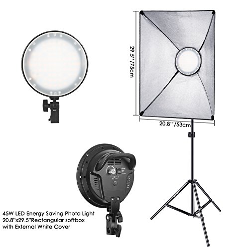 Neewer Kit Iluminación Softbox con LED Regulable Bicolor: Softbox Estudio 50x68cm Cabezal Luz LED Regulable 45W con 2 Temperaturas Color y Soporte Luz para Estudio Fotográfico Retratos