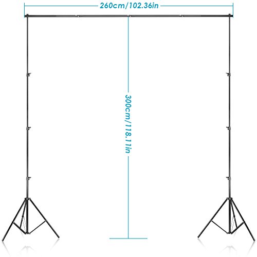 Neewer Set para Estudio fotográfico y producción de vídeo, Sistema de Soporte de 2,6 m x 3 m con Fondos, reflectores Tipo Paraguas y softbox de 800 W y 5500 K