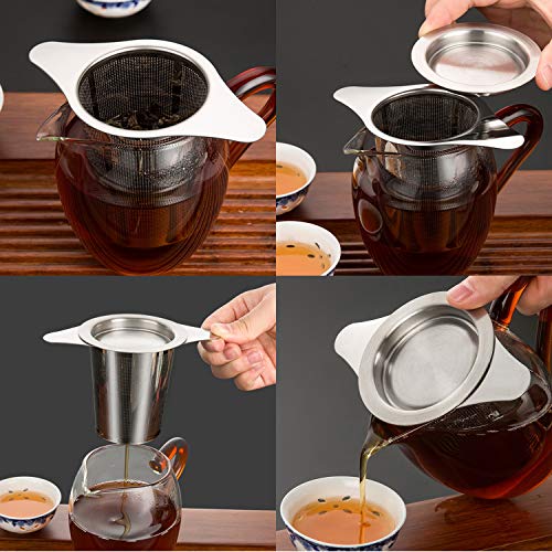 NEPAK 2 Pack Infusor de Té de Acero Inoxidable Colador Filtro con Tapa y Asa para Tazas de Té Café Ollas Té a Granel Hojas de Té Sueltas