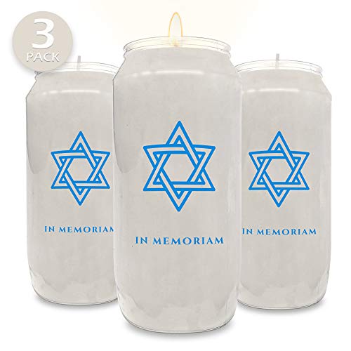 Ner Mitzvah - Velas conmemorativas de 7 días, tarro de plástico con estrella de David, 6 cm de alto, velas para religiosas, oraciones, decoración de fiestas, vigilia y uso de emergencia