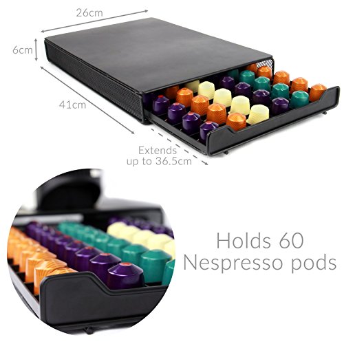 Nespresso 60 Pod Holder | Drawer Capsule Storage & Coffee Machine Stand | M&W