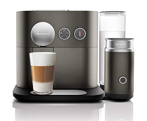 Nespresso De'Longhi Expert Milk EN355.GAE - Cafetera monodosis de cápsulas Nespresso + aeroccino, controlable con smartphone via bluetooth, recetas ajustables, 19 bares, apagado automático, antracita