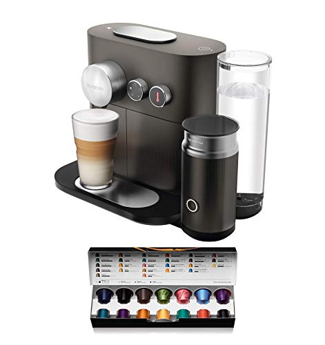 Nespresso De'Longhi Expert Milk EN355.GAE - Cafetera monodosis de cápsulas Nespresso + aeroccino, controlable con smartphone via bluetooth, recetas ajustables, 19 bares, apagado automático, antracita