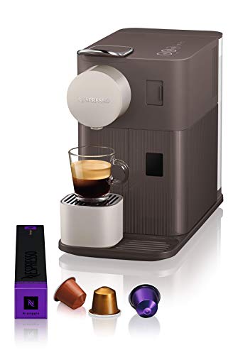 Nespresso EN500BW De'Longhi Lattissima One - Cafetera monodosis de cápsulas Nespresso con depósito de leche compacto, 19 bares, apagado automático, color moccha marrón 15x32x26cm