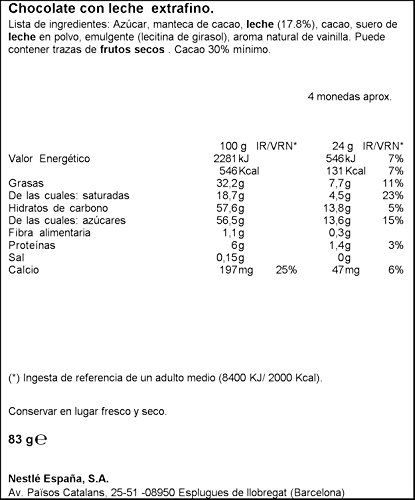 Nestlé Extrafino Chocolate con leche extrafino - 83 gr