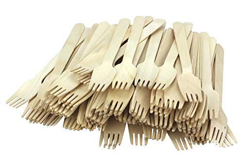 Net4Client 100 x Tenedores Para Cubiertos Desechables de Madera Uso único Vajilla Ecológica Vajilla Desechable Cubiertos Biodegradables Natural Ecológico y Compostable