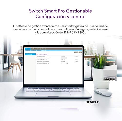 Netgear FS728TLP-100EUS - Switch gestionable Smart Pro de 24 Puertos (Fast Ethernet PoE de Montaje en Bastidor y alimentación a través de Ethernet de 12 Puertos y 100 W)